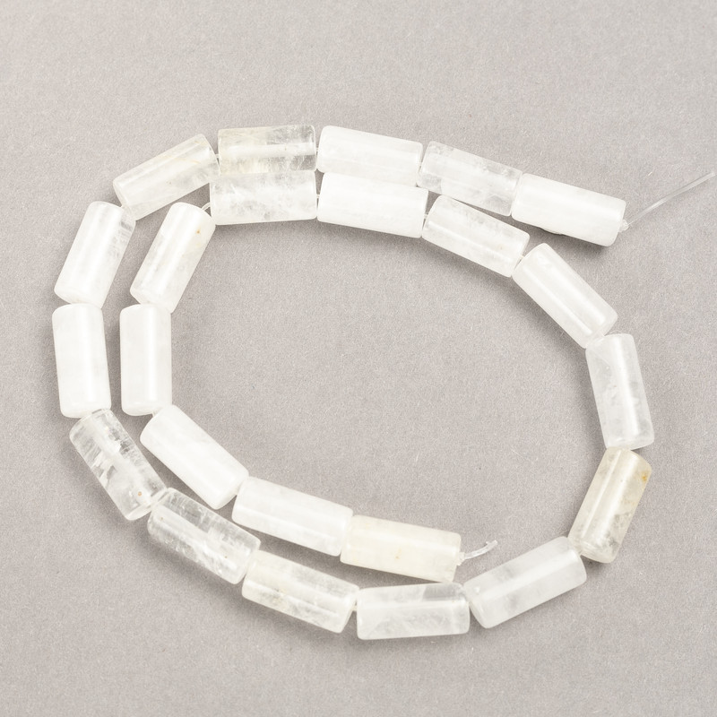 Natural Stone Rock Crystal Cylinder Beads on a Thread, Diameter 8x17mm +/-, Length 39cm+