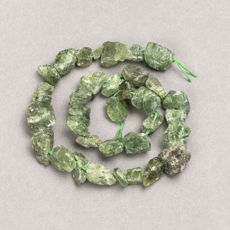 Natural Raw Chrysoprase Tumbled Nugget Beads on a Thread, Diameter 13x10mm +/-, Length 41cm