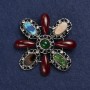 Accent Brooch, Silver-tone Metal, Assorted Stones (imit.), Enamel and Rhinestones, 62mm+