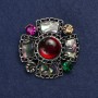 Accent Brooch, Silver-tone Metal, Enamel and Rhinestones, 50mm+