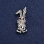 Bunny Brooch, Silver-tone Metal and Rhinestones, 42x19mm+