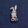 Bunny Brooch, Silver-tone Metal and Rhinestones, 42x19mm+