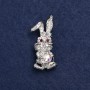 Bunny Brooch, Silver-tone Metal and Rhinestones, 42x19mm+