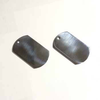 Metal Pendant, Silver-tone Dog Tag 40x24mm +/-, inner diameter 2.5mm +/-, thickness 1.5mm +/- (per pc)