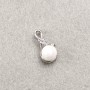 Rhodium Pendant with White Rhinestones and Majorca Pearl 18x9mm +