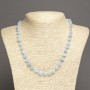 Natural Stone Necklace Blue Agate, tumbled, diameter 10x8mm+-, length 45cm+