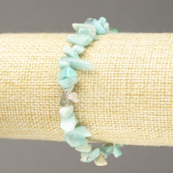 Elastic Bracelet with Natural Amazonite Chips, diameter 7mm+