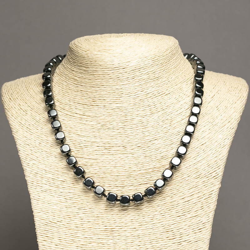 Hematite Cube Necklace, diameter 8x8mm+-, length 45cm+