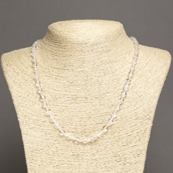 Natural Stone Necklace Rock Crystal, tumbled, diameter 6x8mm+-, length 45cm+