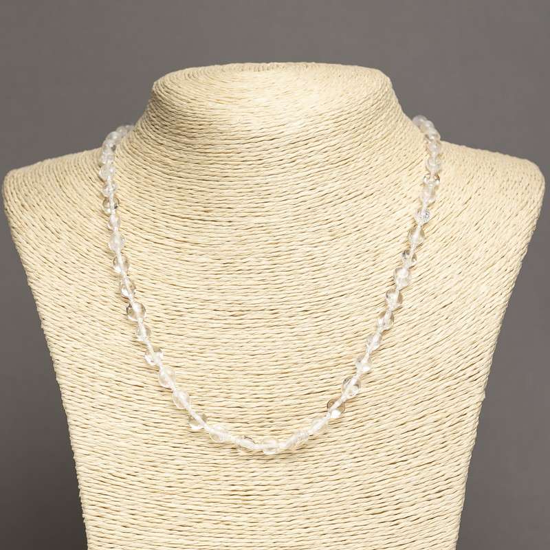 Natural Stone Necklace Rock Crystal, tumbled, diameter 6x8mm+-, length 45cm+