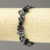 Snowflake Obsidian Apache Tears Chip Natural Stone Bracelet on Elastic, 6-8mm+ Diameter