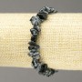 Snowflake Obsidian Apache Tears Chip Natural Stone Bracelet on Elastic, 6-8mm+ Diameter