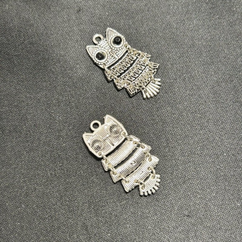 Owl Pendant Finding, Silver Colour, 35mm Length +