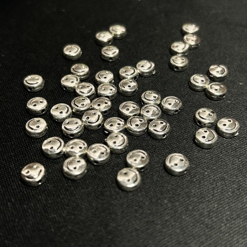 Smiley Face Bead Insert Finding, 6x3mm Diameter, 20g Pack of 46pcs +