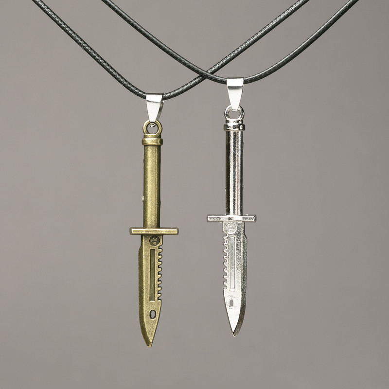 Matching Pendants Knives on Cord 70x12mm + -, length 45-50cm