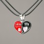 Matching Heart Pendants on Cord, Enamel and Rhinestones 25x14mm + -, Length 45-50cm