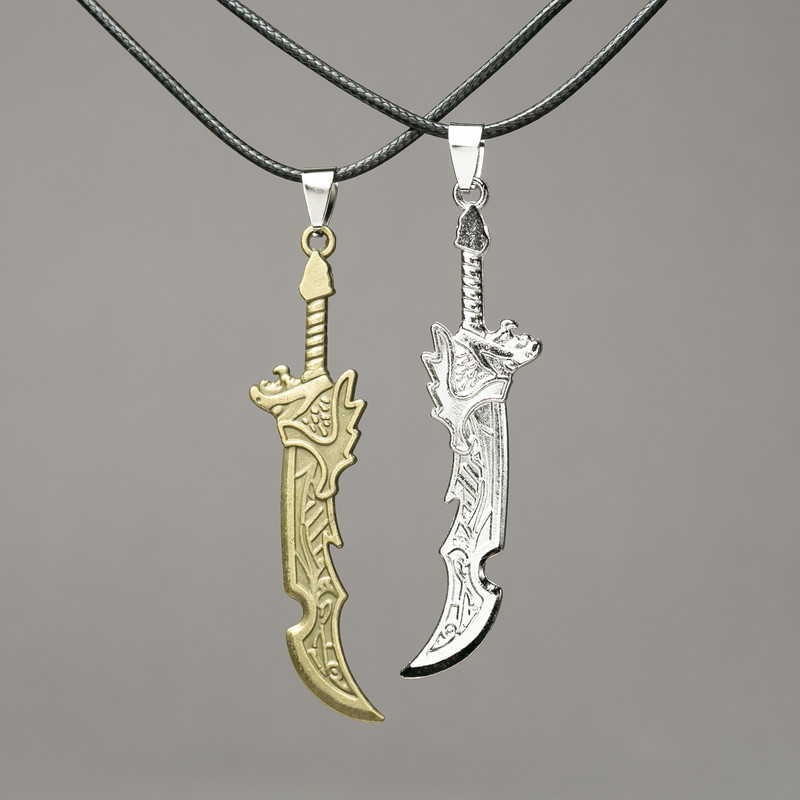 Matching Blade Pendants on Cord, 75x15mm + -, 45-50cm Length