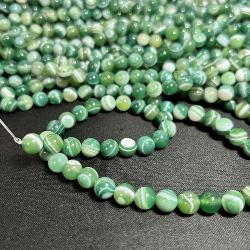 Beads on String Agate Smooth Round, Diameter 8(+-)mm, Length 38cm
