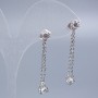 Xuping Stud Earrings with White Crystal & Majorca Pearl, 6mm Diameter, 3.5cm Length +/- Rhodium