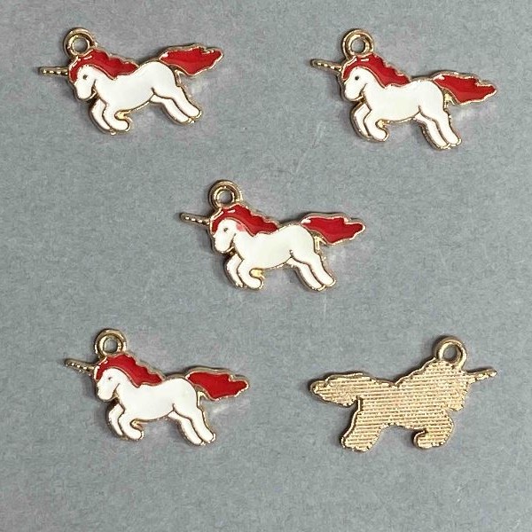 Findings Unicorn Pendant Enamel, pack of 9pcs, 22x12mm