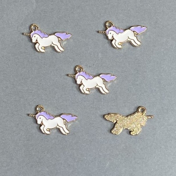 Findings Unicorn Pendant Enamel, pack of 9pcs, 22x12mm