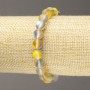Elastic Bracelet, Opal Glass Smooth Ball, Matte Yellow-Grey, diameter 8mm+