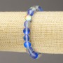 Elastic Bracelet Opal Glass Smooth Bead Blue Transparent Matte, Diameter 8mm+
