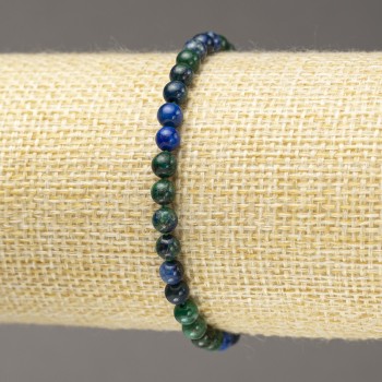 Elastic Bracelet Natural Azurite Smooth Bead, Diameter 4-5mm+