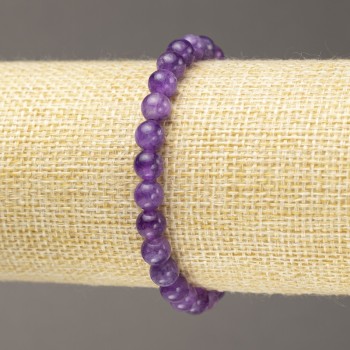 Bracelet Lepidolite (Synthetic) Smooth Bead, Diameter 6mm+/- (Stretch)