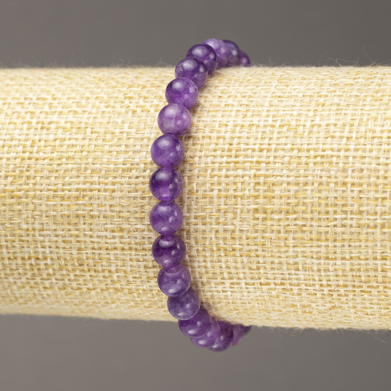 Bracelet Lepidolite (Synthetic) Smooth Bead, Diameter 6mm+/- (Stretch)