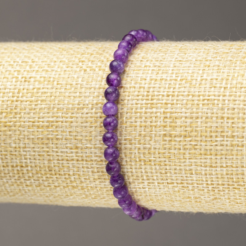 Bracelet Lepidolite (Synthetic) Smooth Bead, Diameter 4-5mm+/- (Stretch)