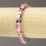 Elastic Bracelet, Opal Glass Smooth Ball, Transparent Pink, diameter 8mm +/-, length 18cm+
