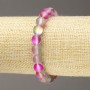 Elastic Bracelet, Opal Glass Smooth Ball, Matte Pink-Grey, diameter 8mm +/-, length 18cm+