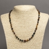 Necklace Natural Stone Tiger's Eye, Hawk's Eye, Bull's Eye Tumbled Bead, Diameter 8x6mm+/-, Length 45cm+