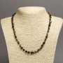 Necklace Natural Stone Tiger's Eye, Hawk's Eye, Bull's Eye Tumbled Bead, Diameter 8x6mm+/-, Length 45cm+
