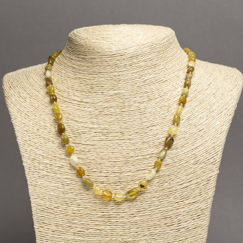 Natural Jadeite Stone Necklace, tumbled beads, diameter 7x6mm+-, length 45cm+