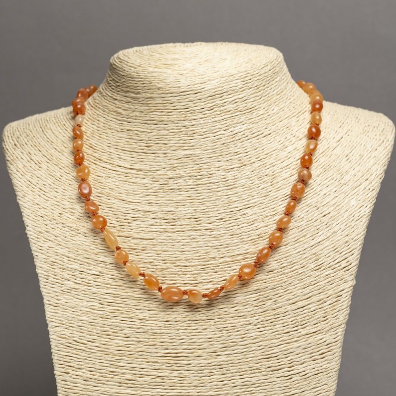 Natural Stone Necklace Aventurine Tumbled, Diameter 6x8mm+/-, Length 45cm+