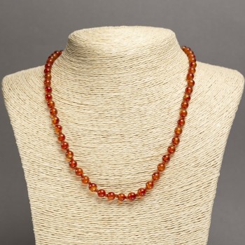 Carnelian Necklace, smooth round beads, diameter 6mm+-, length 45cm+