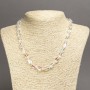 Opal Glass White Chameleon Necklace, tumbled beads, diameter 10x7mm+-, length 45cm+