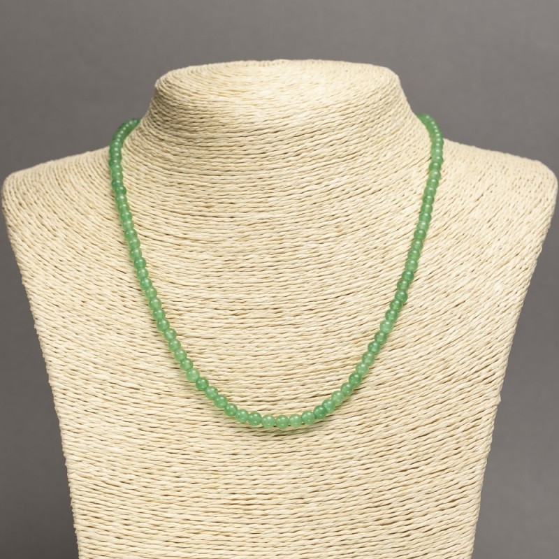 Jade (Pressed) Necklace, Smooth Round Bead, Diameter 4-5mm+/-, Length 45cm+/- (no knot)
