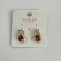 Xuping Earrings with Red Stones and White Rhinestones 8x15mm, 18K Gold Plated