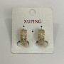 Xuping Earrings 18K Gold Plated with White Rhinestones, Diameter 18x7mm+