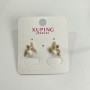 Xuping Stud Earrings 18K Gold Plating with White Rhinestones and Majorca Pearl 12x11mm +