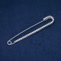 Brooch Pin with Grey Stones, Silver-Toned Metal 16×101 mm
