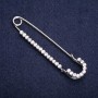 Stick Pin Brooch with White Rhinestones 70x15mm Silver-Tone Metal