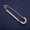 Stick Pin Brooch with White Rhinestones 70x16mm Gold-Tone Metal
