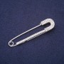 Stick Pin Brooch with White Rhinestones 72x18mm Silver-Tone Metal