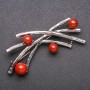 Large Accent Brooch with Natural Carnelian Stone, Grey Metal 70x32mm