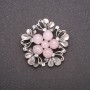 Brooch with Natural Rose Quartz Stone, Boutonniere, Grey Metal Colour 40mm