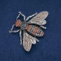 Butterfly Brooch, Gold, Black and Petrol Rhinestones, Dark Silver-Tone Metal 70x55mm +